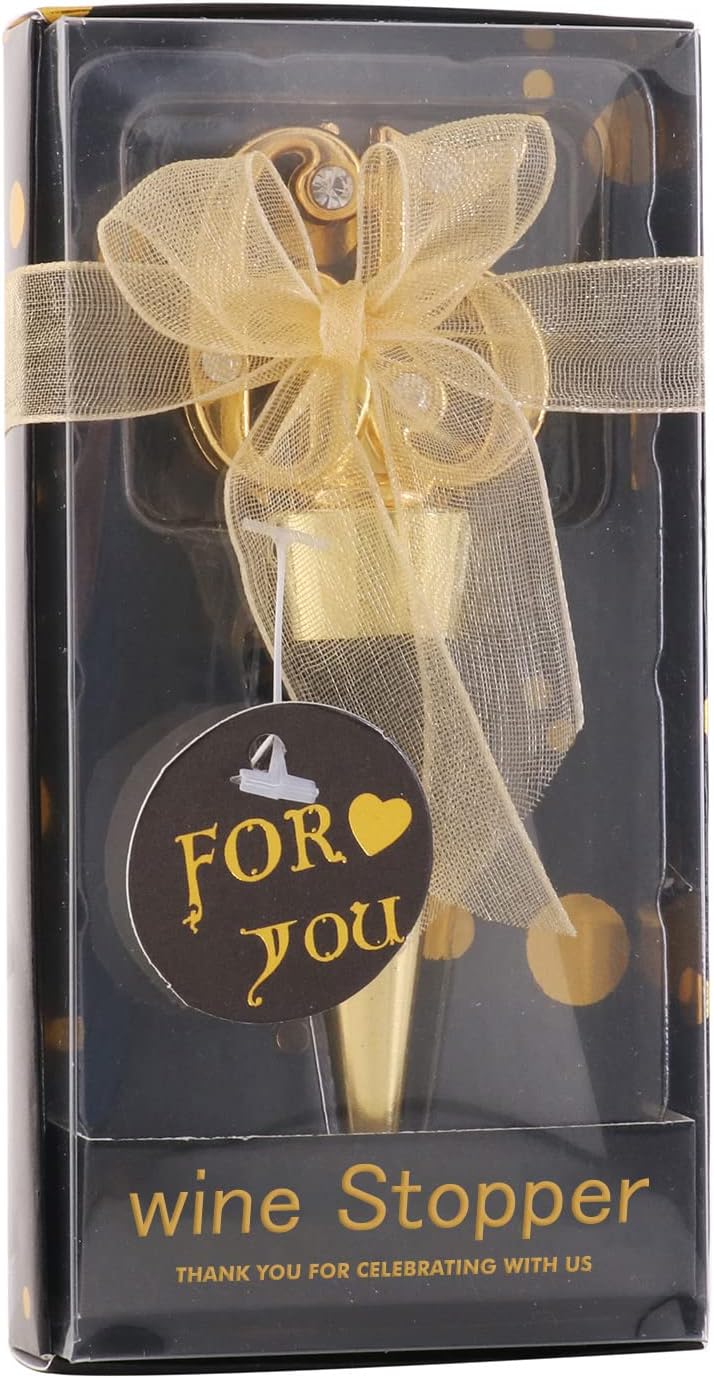 24 Pack 65th Birthday Favors For Guests 65 Years Old Wine Bottle Sioppers With Gift Box For 65th Wedding Anniversary Party Souvenirs Party Favor Decoration