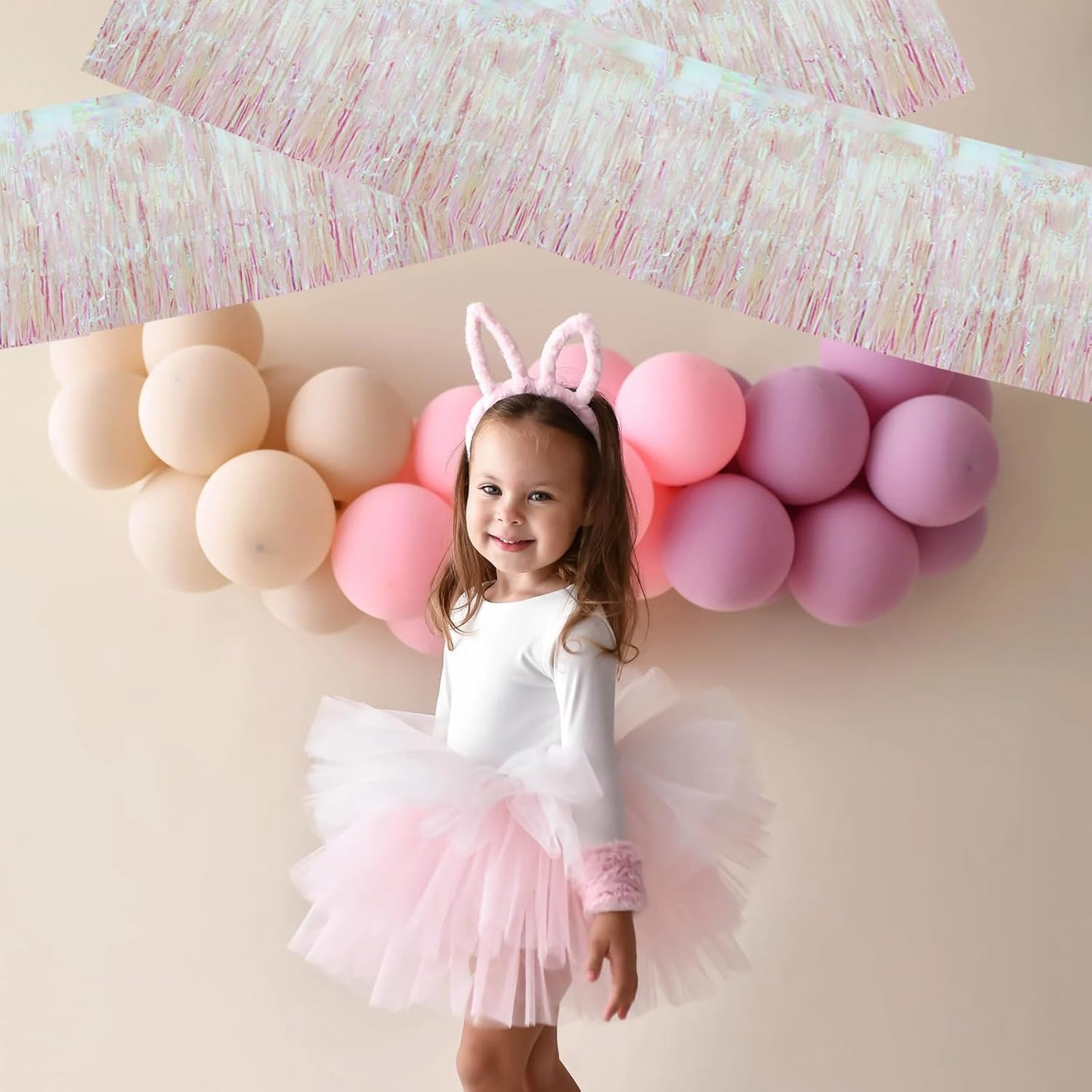 BEISHIDA 3 Packs Metallic Foil Fringe Garland Shining Transparent Wall Hanging Tinsel Fringe Banners for Car Floats Bridal Shower Wedding Birthday Easter Graduation Holiday Party Decoration(30 Feet)