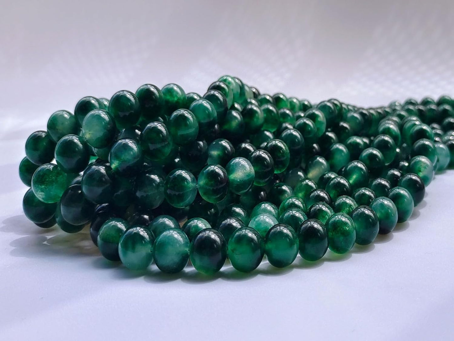 Stone Beads 10mm 60pcs Green Flower Jade Beads Round Loose Gemstones Beads for Bracelet Necklace Jewelry Making (10mm, 61026 Green Flower Jade)