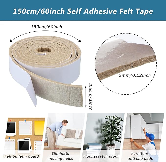 Shappy 2 Packs 120 x 1 x 0.12 Inch Felt Strips - Image 3