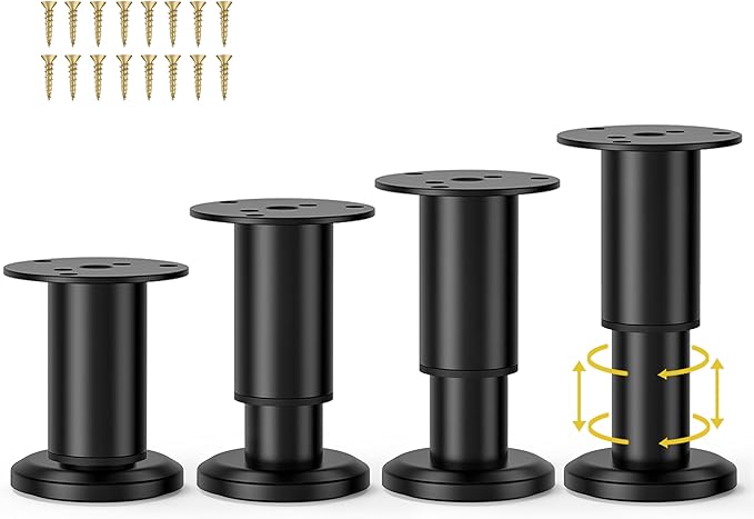 Wlrrcwdttc 4 Pcs Metal Adjustable Furniture Legs 3.15-4.72 inch, Adjustable by Wlrrcwdttc