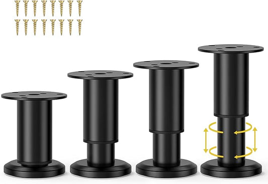 Wlrrcwdttc 4 Pcs Metal Adjustable Furniture Legs 3.15-4.72 inch, Adjustable by Wlrrcwdttc
