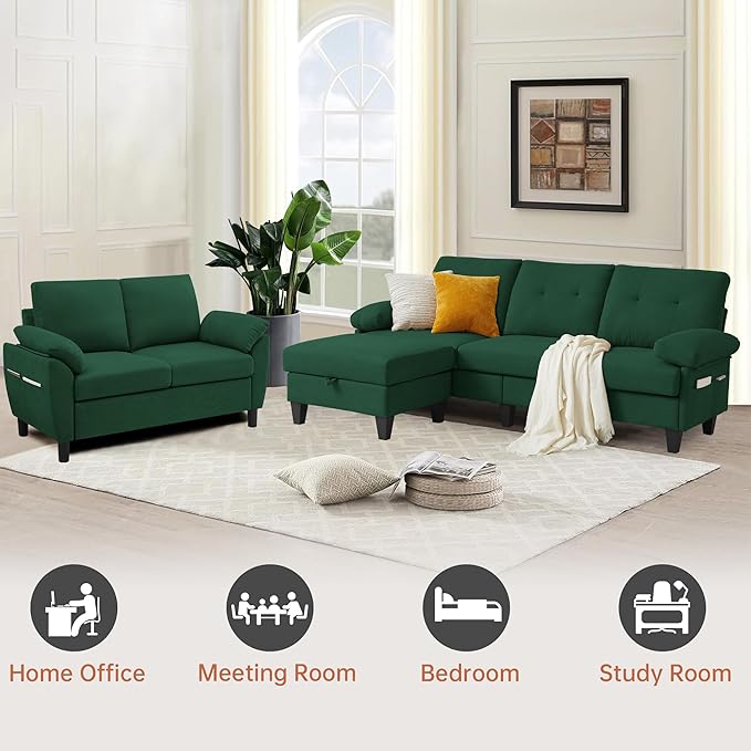 84" Convertible Sectional Sofa Set, 3 Seat L Shaped Couch - Image 6