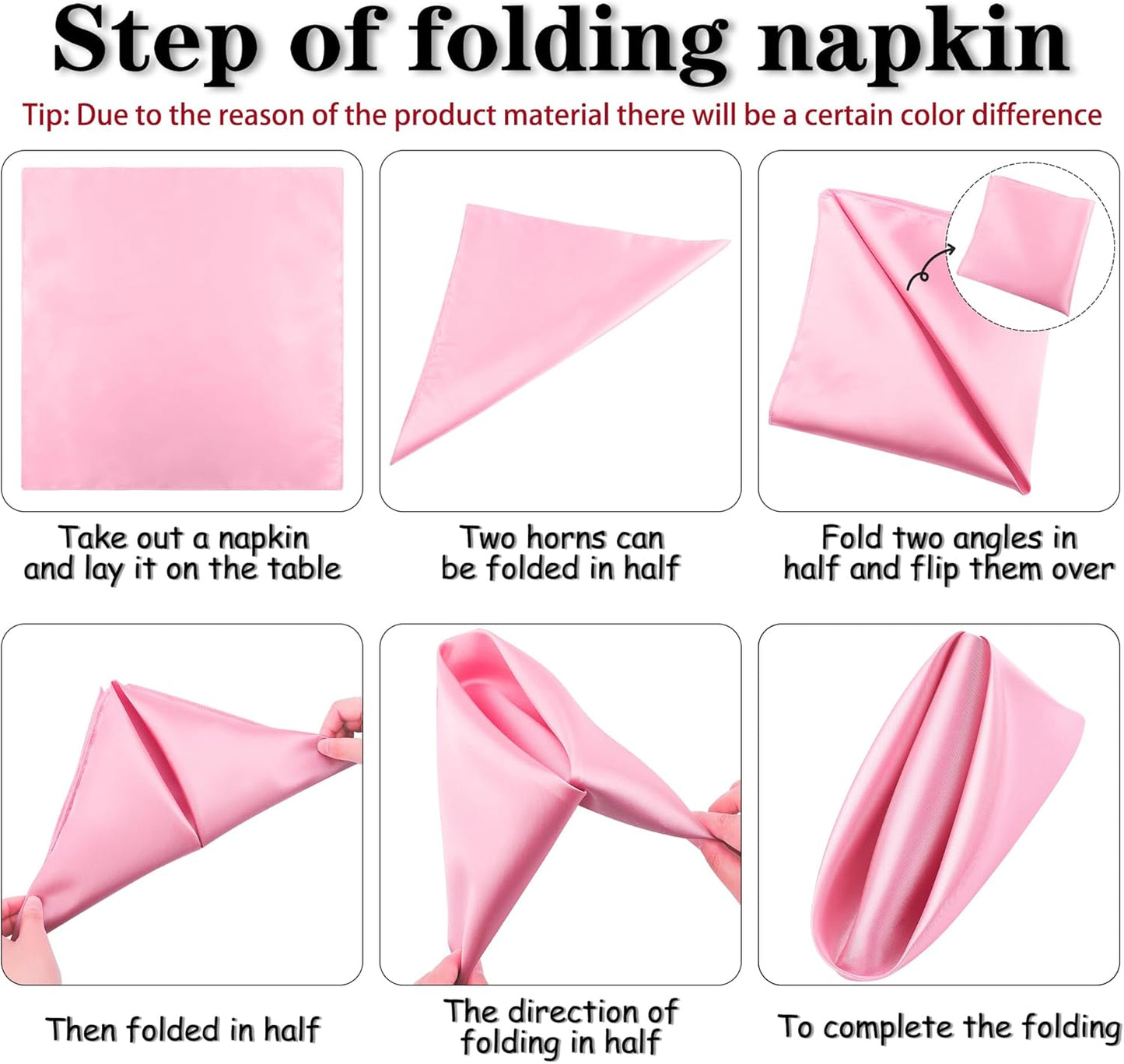 ANECO 12 Pieces Satin Napkins Soft Dinner Napkins Square Table Napkins 17 x 17 Inches for Restaurant Weddings Party Dinner Decoration (Pink)