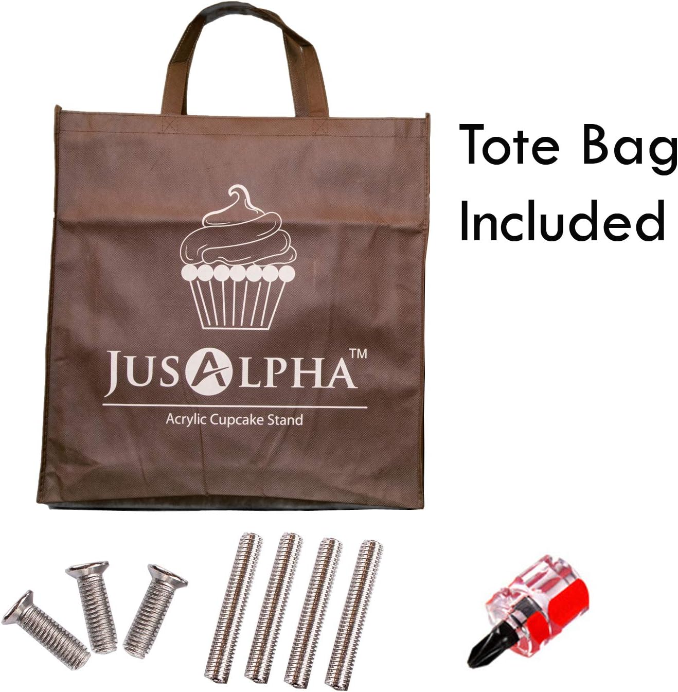 Jusalpha Large 4 Tier Cupcake Stand Square Acrylic Cupcake Tower Stand for Dessert, Pastry, Serving Platter-Candy Bar Party Décor and Supply(with Rod Feet) (4SF-V2)