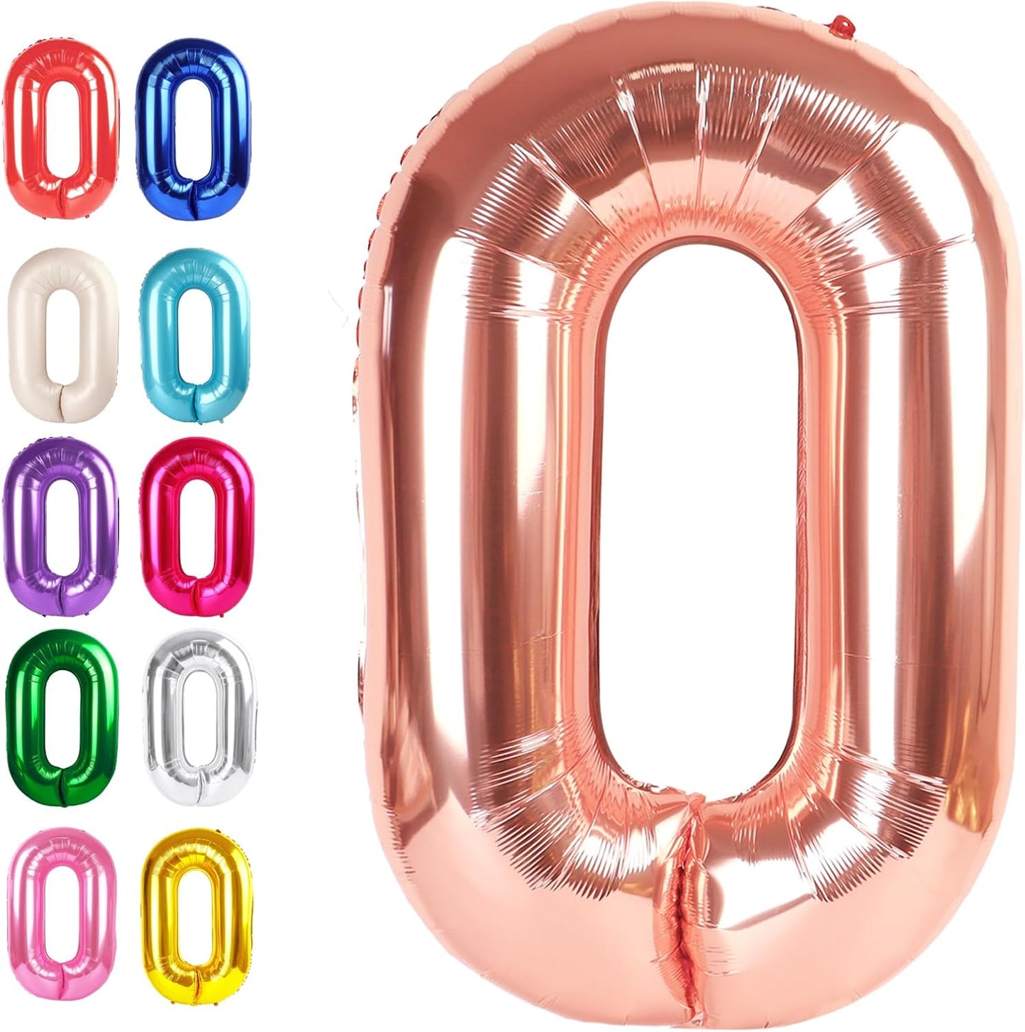 Rose gold 40 Inch 0 Number Balloons, 0 Decorations for 10 20 30 40 50 60 70 80 90 100 Birthday, Rose gold Foil Giant Birthday Graduations Anniversary Party Balloon