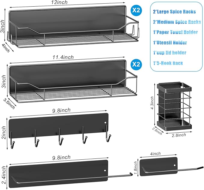 Magnetic Spice Rack for Refrigerator, 8 Pack Magnetic Fridge Shelf, Moveable - Image 2