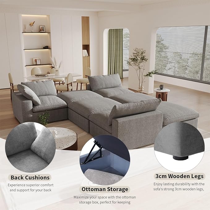 Cloud Modular Sectional Sofa Couch, Oversized Couch 6 Seater - Image 4
