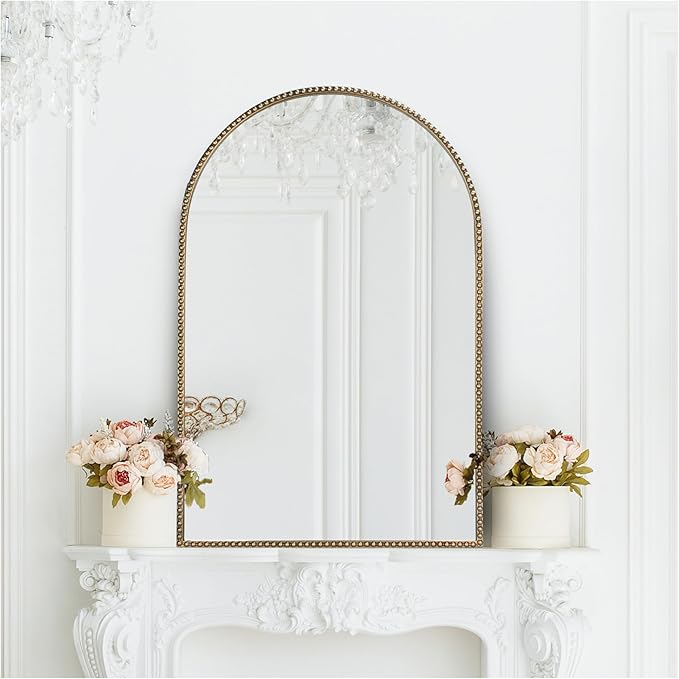 Antique Gold 24"x36" Arched Wall Mirror - Image 5
