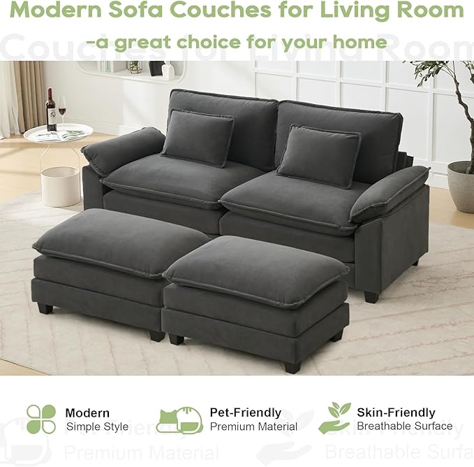 Oprisen 86" Modular Sectional Sofa, Comfy Cloud Couch Sectional Sofa - Image 7