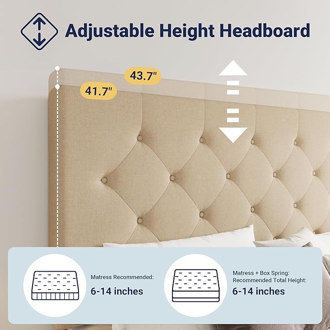 Allewie Upholstered King Size Platform Bed Frame - Image 4