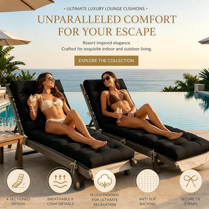 Chaise Lounge Cushion Outdoor, Waterproof Thick Patio Lounge Chair Cushion - Image 2