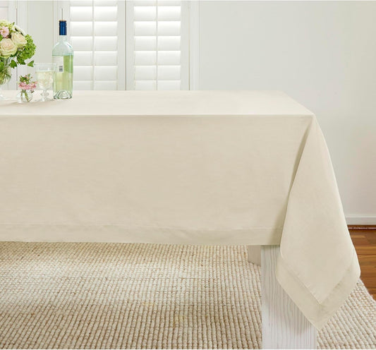 Solino Home Linen Tablecloth for Rectangle Tables 60 x 90 Inch - 100% Pure Linen Birch Table Cloth - Fete, Machine Washable Cloth Tablecloth for Fall, Autumn, Thanksgiving