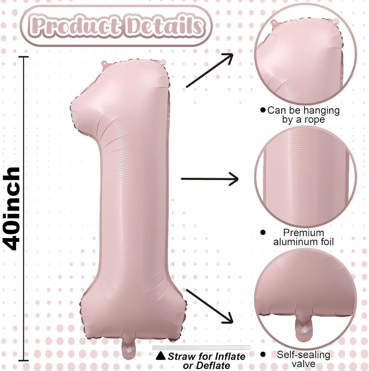 Light Pink Sweet 15th Birthday Balloon for Girls, 40 Inch Self Inflating Mylar Number 15 Balloons, Big Blush Pastel Pink Foil 1 & 5 Helium Balloon 15 for Coquette 15th Birthday Party Decorations