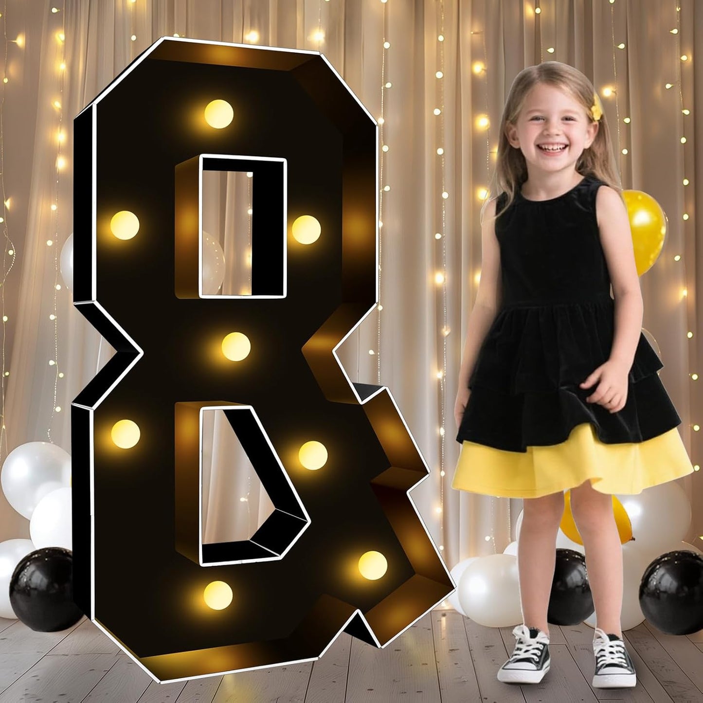 Pooqla 3FT Marquee Light Up Letters, Black LED Party Decor Large Marquee Letters 3 Feet Tall, Giant Mosaic Letter for Birthday Graduation Anniversary Wedding Decoration, Symbol &