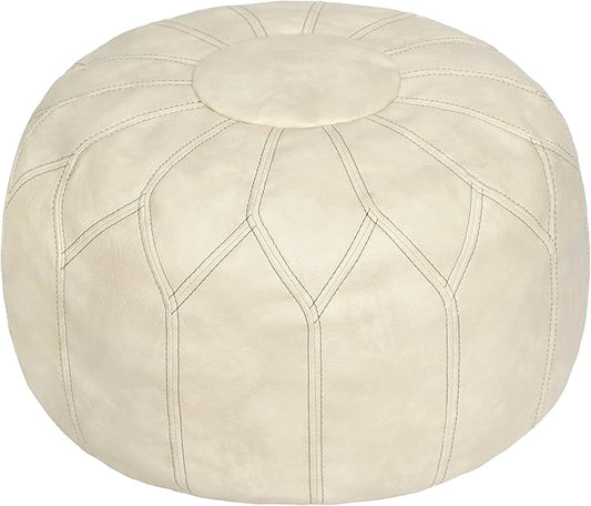 Thgonwid Unstuffed Moroccan Faux Leather Pouf Ottoman by Thgonwid