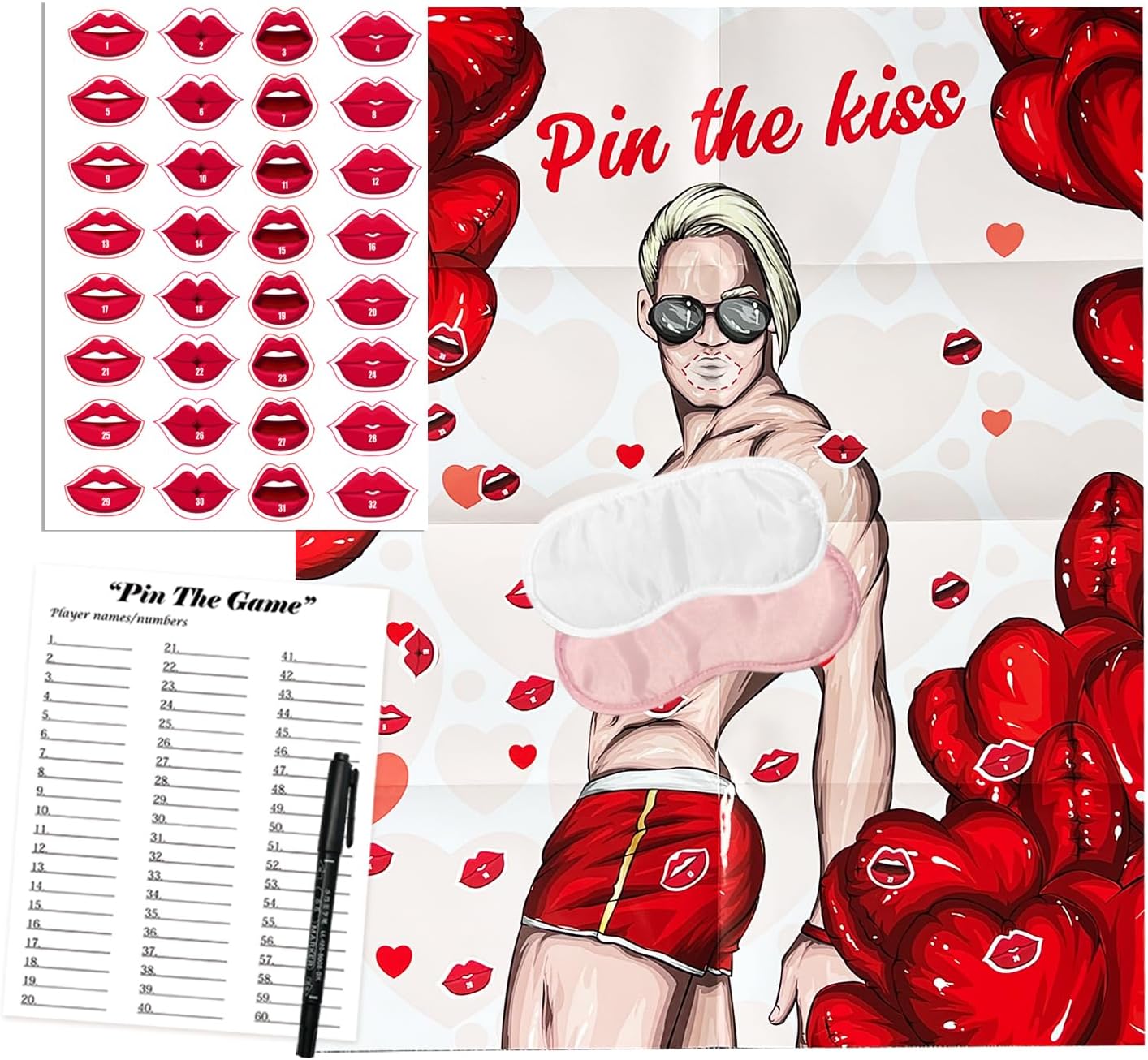 Bachelorette Party Games Funny Large Poster Pin The Lips Games for Bacheloratte Bridal Shower Wedding Bachelor Girls Night Party Games, Bachelorette Party Supplies Decor