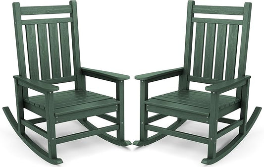 SERWALL Oversized Outdoor Rocking Chair Set of 2, HDPE Rocker by SERWALL