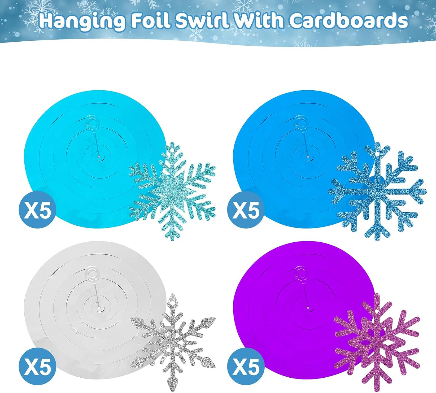 20 Pack Frozen Snowflake Hanging Decorations - Winter Snowflakes Hanging Swirls Ceiling Streamers, Glittery Snowflakes Ornament for Wonderland Frozen Party Decorations, Birthday and Christmas Decor