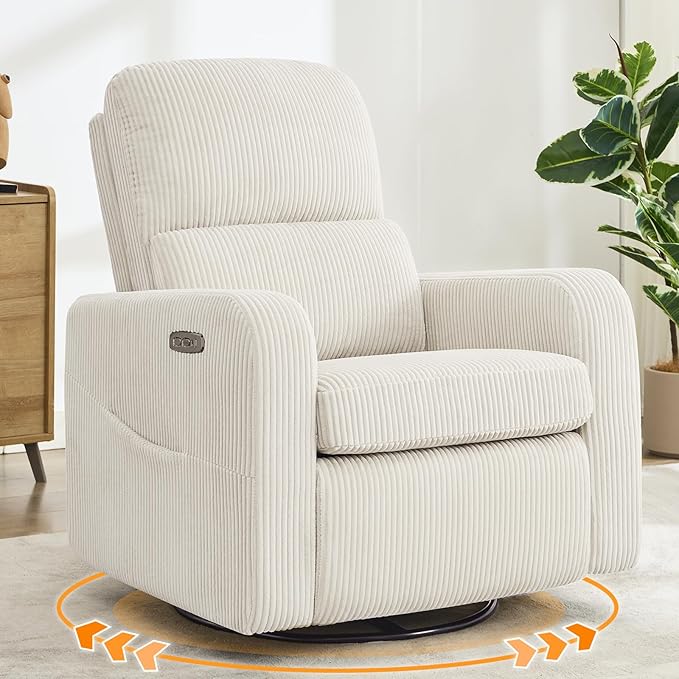 Swivel Rocker Recliner, Oversized Power Recliner Glider by Aemeios