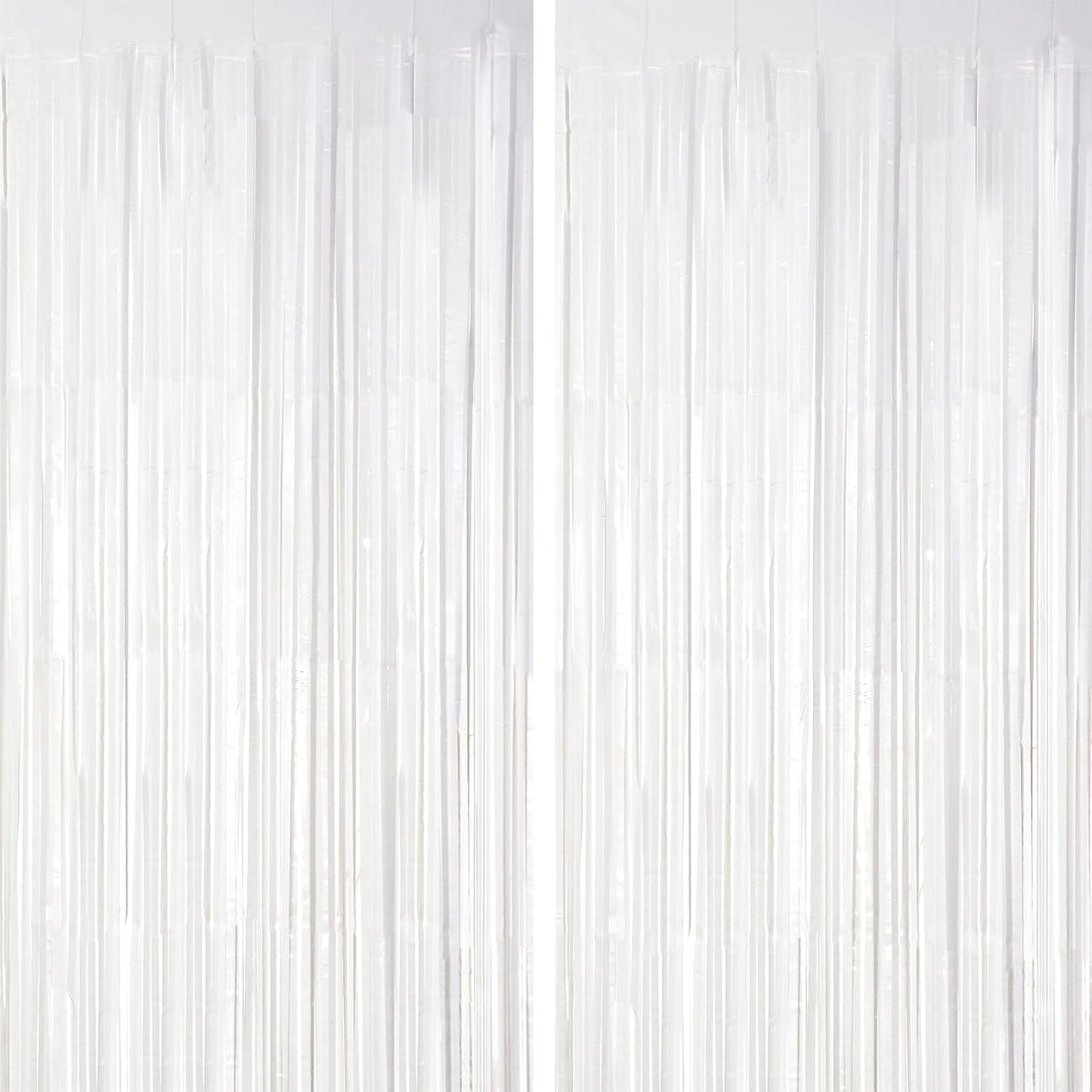 2 Pack White Tinsel Foil Fringe Curtains, White Party Decorations, Metallic Tinsel Party Streamers Backdrop for Birthday Baby Shower Graduation Wedding Anniversary Party Decorations