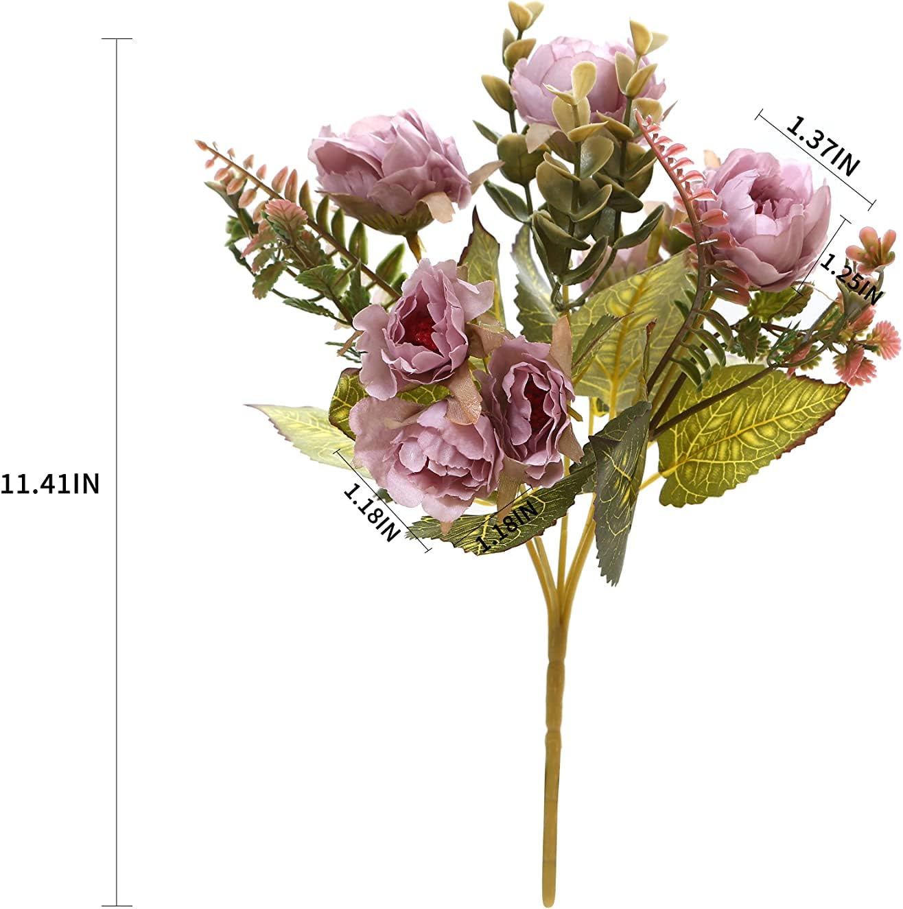 Artificial Flowers Vintage Fake Peony Flowers Silk Mini Plastic Peony Bridal Flowers for DIY Wedding Bouquets Home Decorations 2 Packs(Light Purple)