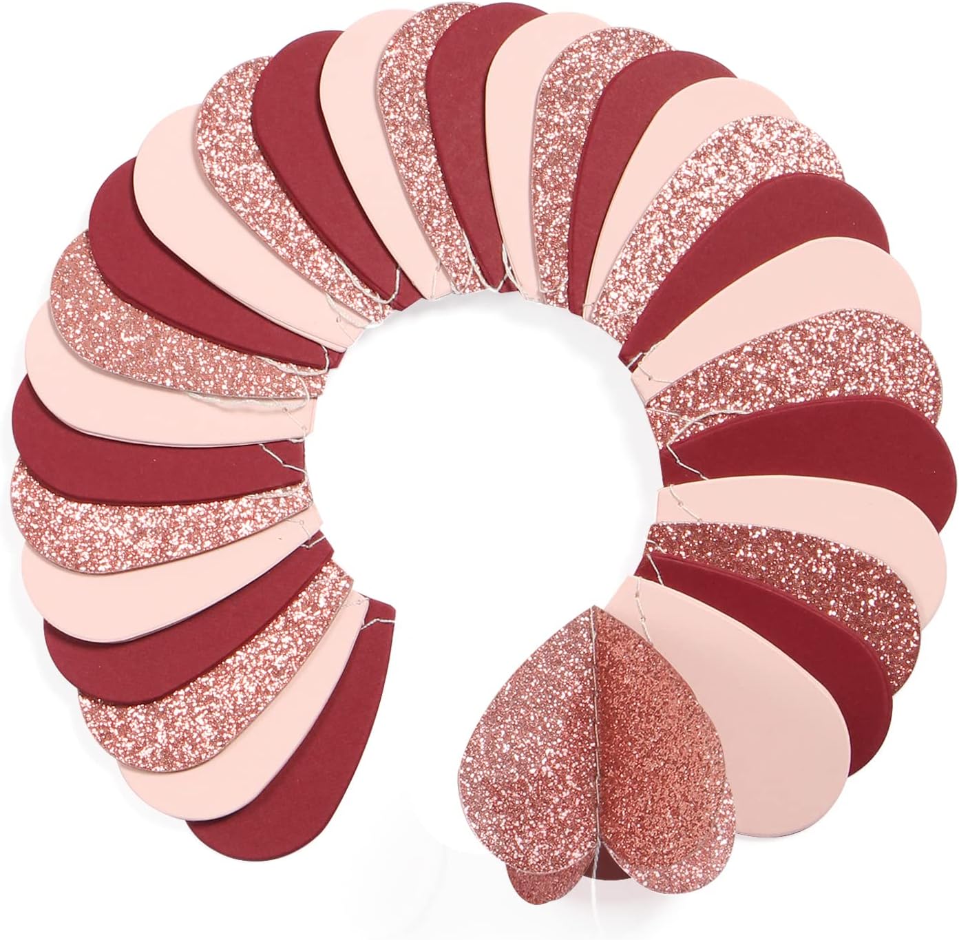 Rose-Gold Pink Burgundy-Red 3D-Heart Garland - 39Ft Party Decorations Hanging Paper Streamers Banner,Engagement Wedding Bachelorette Baby Bridal Shower Decor Ouruola