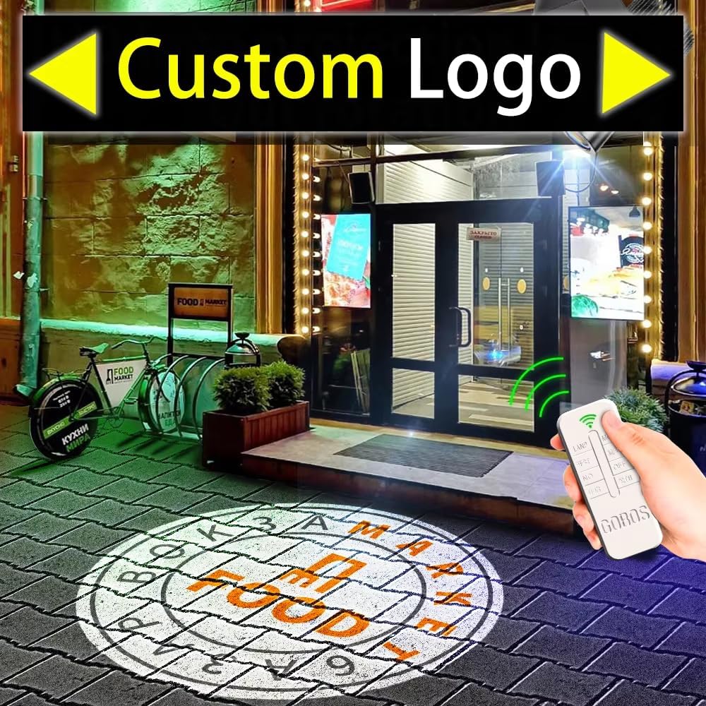 GOBO Projector Custom Logo Projector Lights for Store Business or Outdoor Wall Street Waterproof Ip67 HD Led for Shop Advertising and Wedding (55W)
