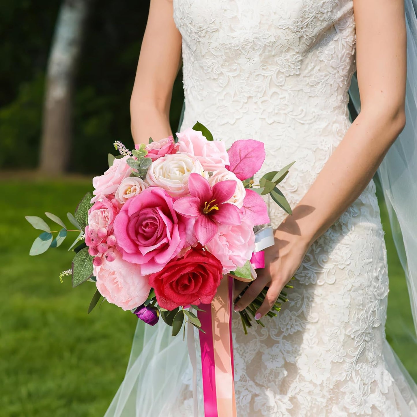 AmyHomie Fuchsia Pink Artificial Flowers Combo Silk Mix Peony Rose Fake Flowers w/Stem for DIY Wedding Bouquets Centerpieces Arrangements Table Fall Decor Party Bridal Baby Shower Home Decorations