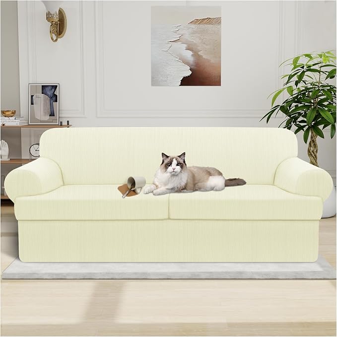 Waterproof Couch Cover 3-Piece Set Striped Sofa Slipcovers by Pfrstuv