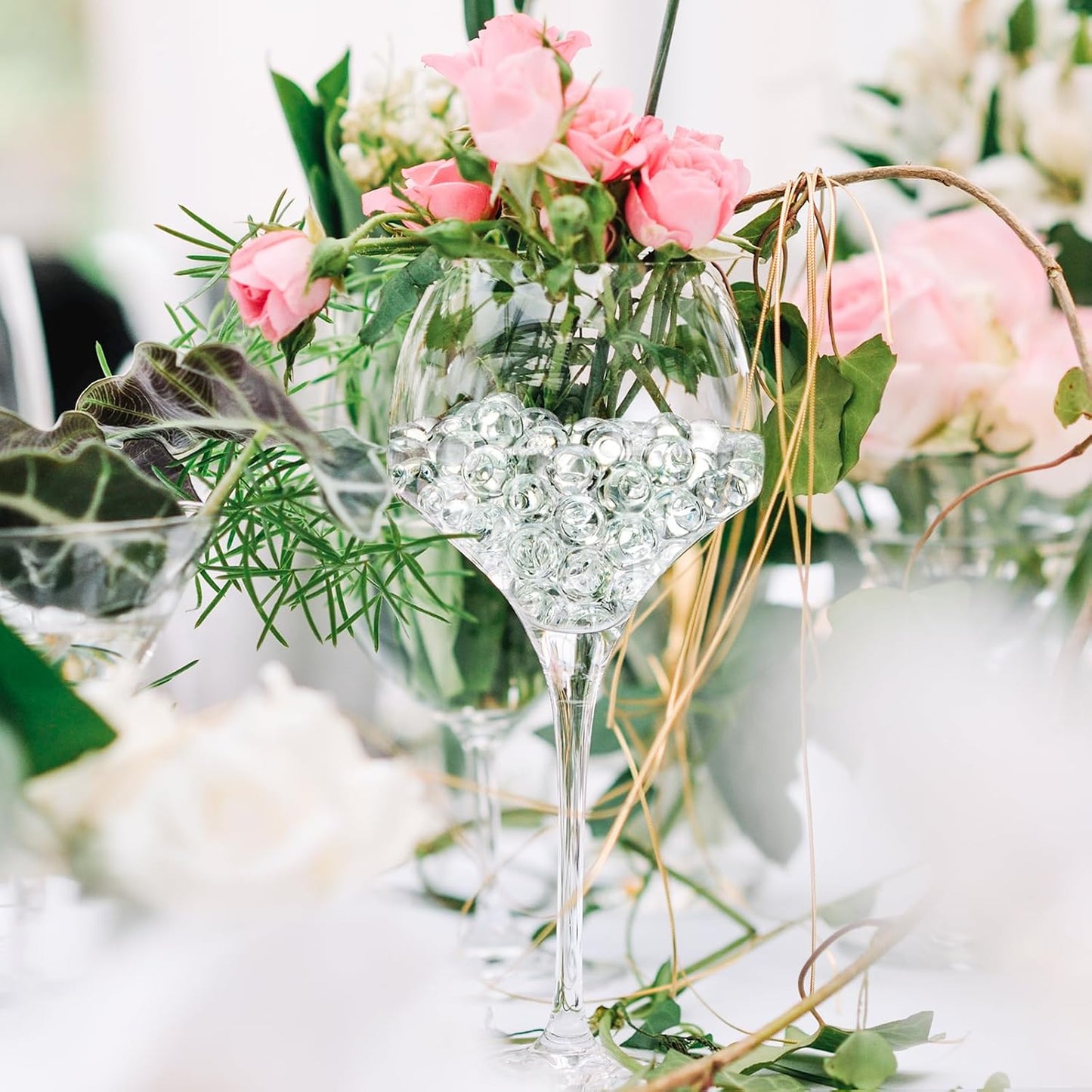 ZTML MS 15,000 Pieces Clear Water Gel Jelly Beads, Water Beads, Vase Filler for centerpieces, Non Toxic Water Beads for Soilless Planting, Floral Arrangement, Vase Filler (Clear)