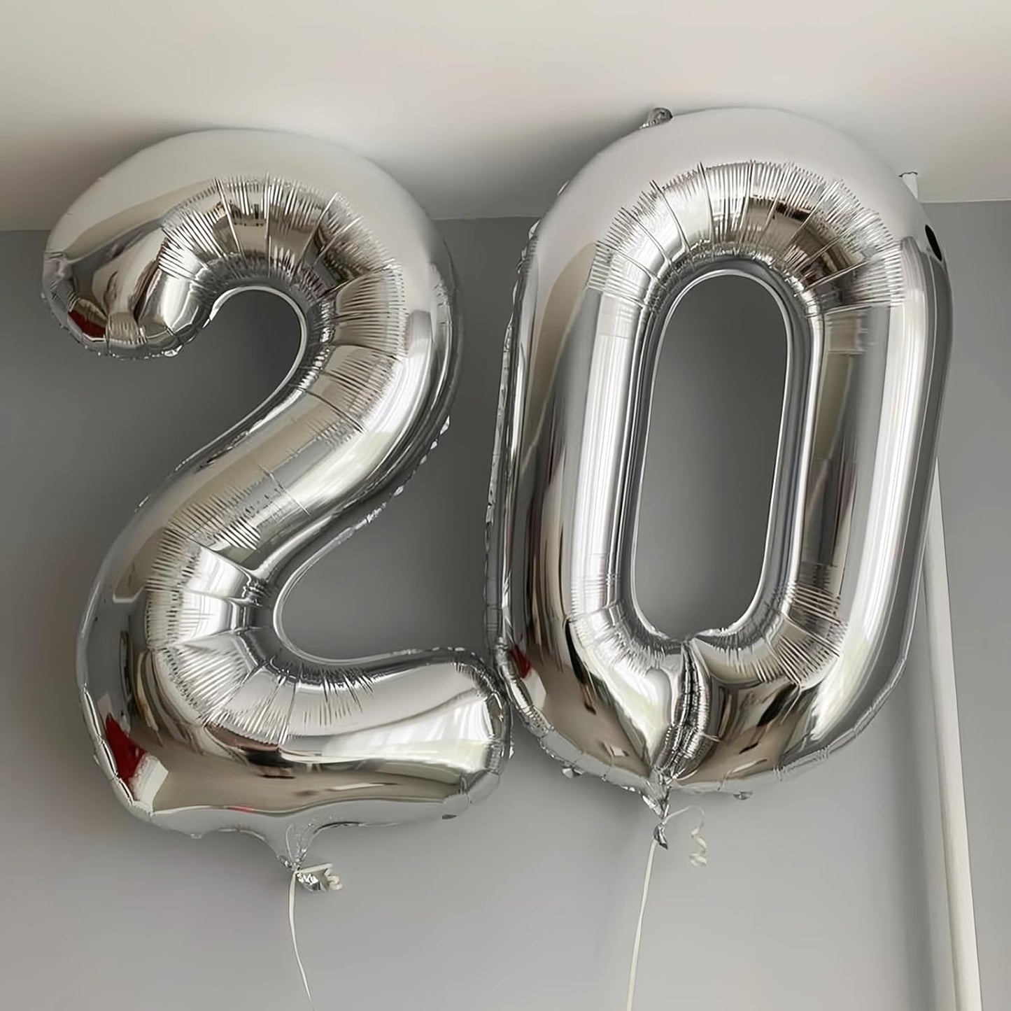 Silver 4 Balloon,40 Inch Number 4 Balloon,4 Birthday Balloon Decorations,Helium Silver 4 Balloon Number for Birthday Party Decorations