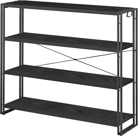 HCHQHS Bookshelf, 4-Tier Industrial Bookcase, Freestanding Tall Bookshelves by HCHQHS