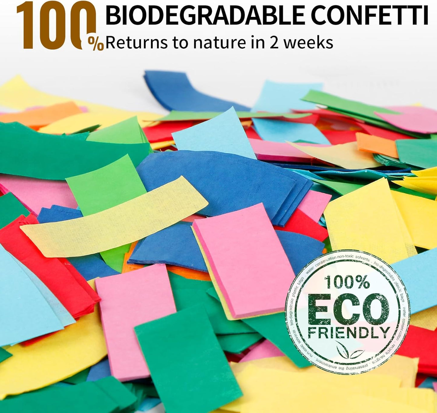 Biodegradable Confetti Poppers Cannon, 6 Pack WERISE Party Multicolor Party Poppers Confetti Shooters for Birthday, Wedding, Graduation Celebration New Year 12 Inch