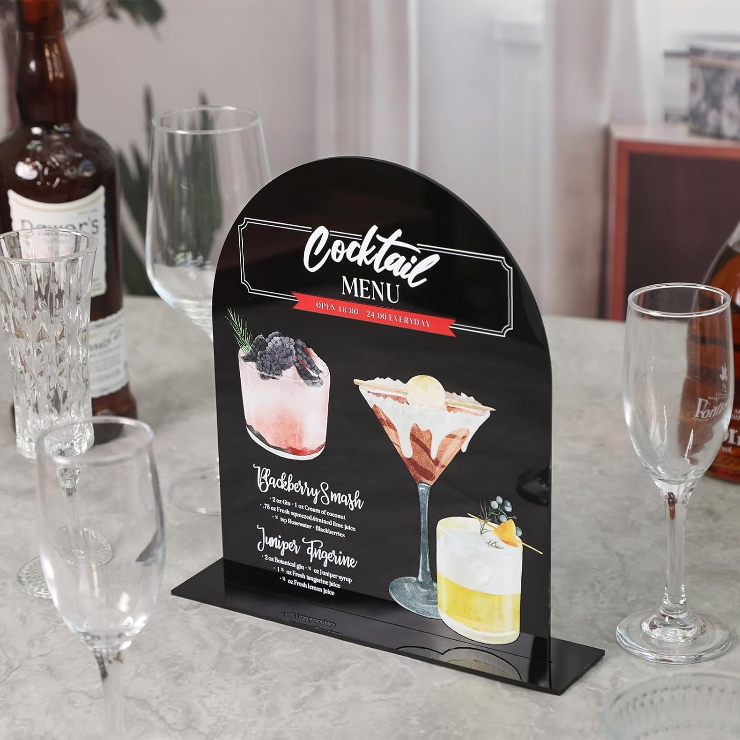 UNIQOOO 10 Set Black Acrylic Arch Table Sign With Holders, 8x10 in Wedding Table Numbers, 1/8 in Thick, DIY Blank Arched Acrylic Sign for Wedding reception, Centerpiece, Decoration, Event