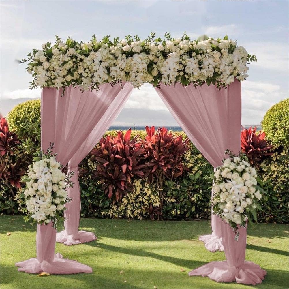 Wedding Arch Draping Fabric 1 Panel 30'' x 18FT Dusty Rose Sheer Chiffon Arch Drapery for Photo Booth Bridal Shower Baby Shower Church Decor Newborn Photography Christening Outdoor Party