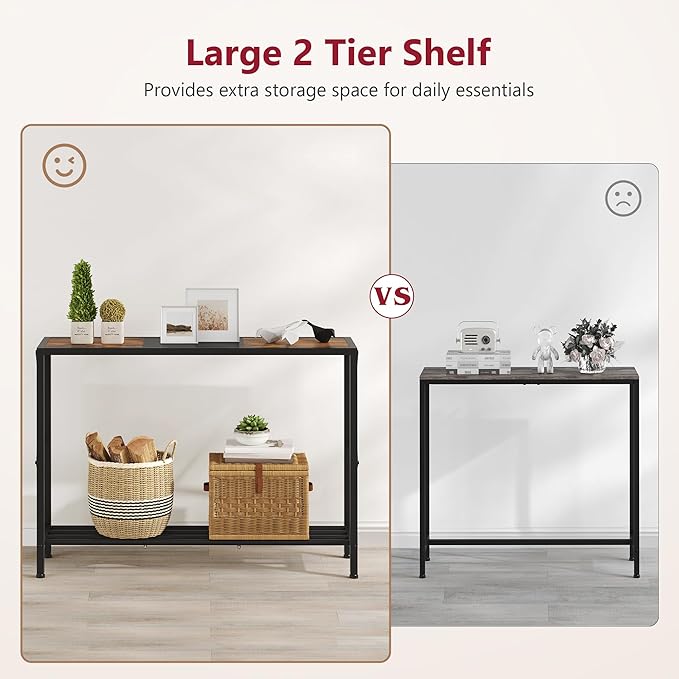 Tajsoon Console Table 41.8”, 2-Tier Industrial Entryway Table, Narrow Entrance - Image 4