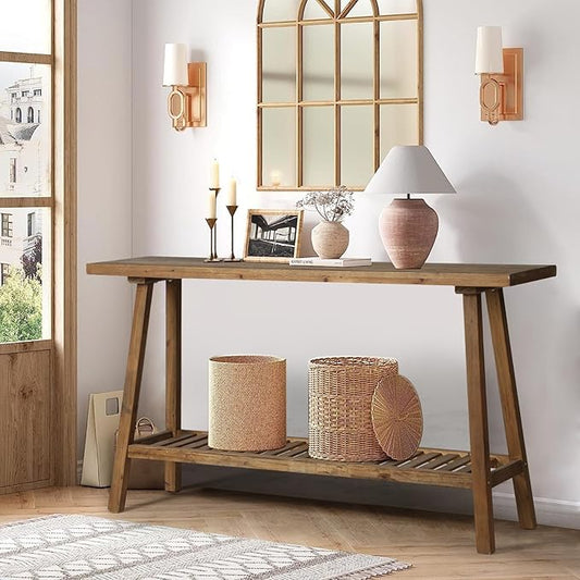 HOKYHOKY Reclaimed Solid Wood Console Table, Rectangular Couch Table Behind Sofa by HOKYHOKY