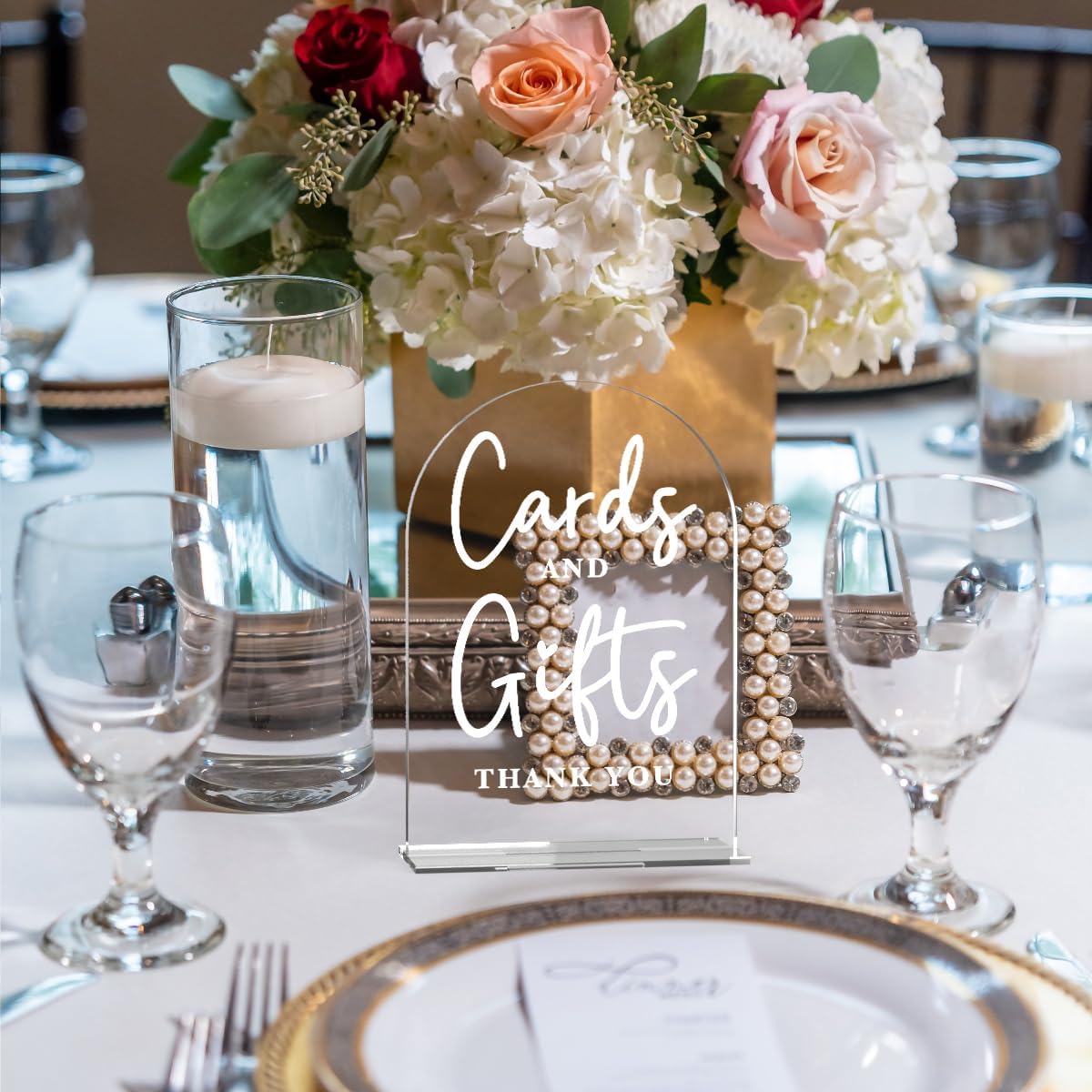 Acrylic Wedding Sign Cards and Gifts Sign for Wedding Wedding Signs for Ceremony Modern Calligraphy Arch Acrylic Table Top Sign for Wedding Reception and Event Party Table