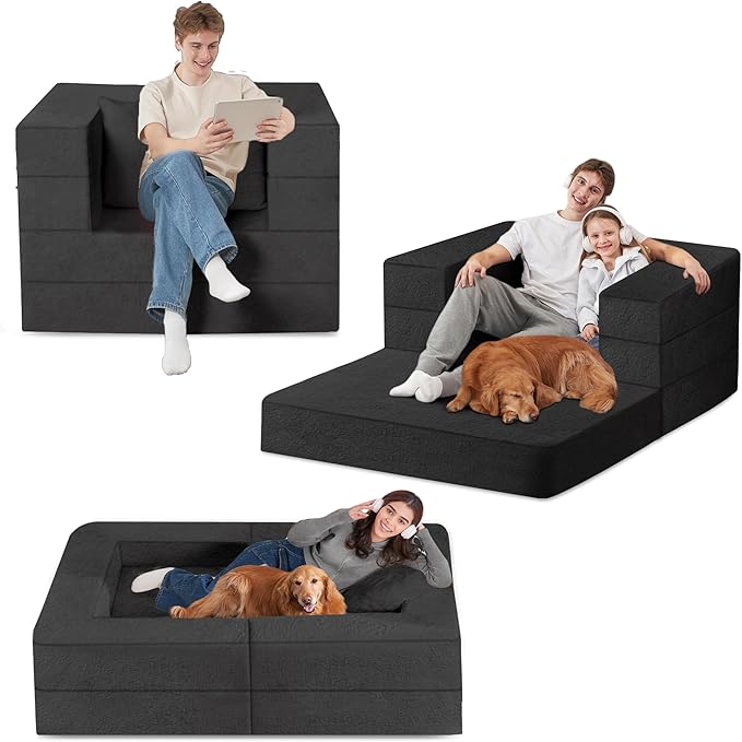 Futon Sofa Bed with Pillow, 3-in-1 Sleeper Sofa Bed with Removable Cover - Image 8