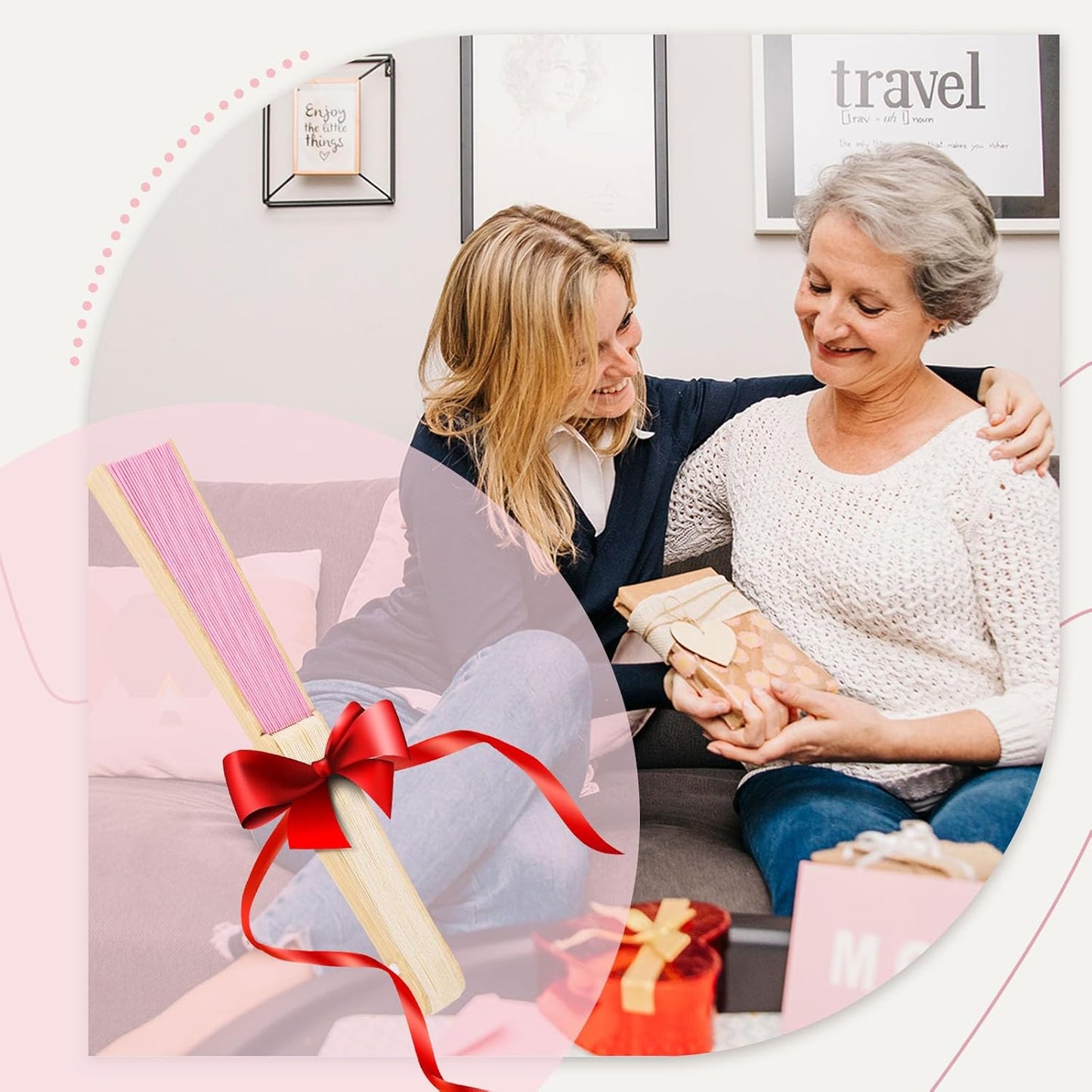 JOHOUSE 12 PCS Paper Folding Hand Fans, 8.3 Inch Pink Paper Fans Handheld Portable for Wedding, Outdoor Party Favors, Bridal Baby Shower DIY Crafts Photography Prop Pink Party Decorations