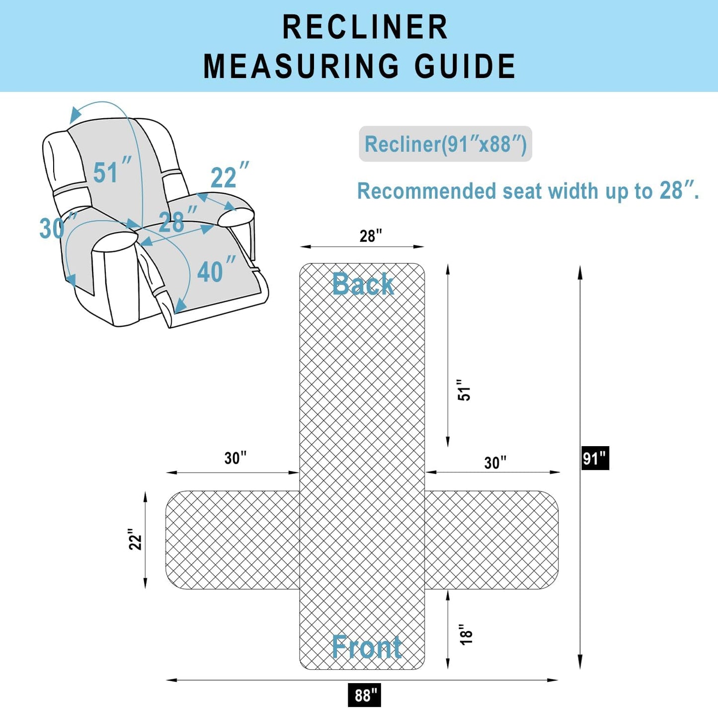 Recliner Chair Covers Reversible Sofa Cover Couch Cover for Pets Lazy Boy Furniture Protector(28''Recliner,Chocolate/Taupe)