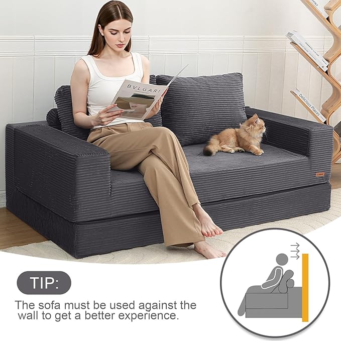 COMAX Futon Sofa Bed, 4-in-1 Convertible Floor Couch - Image 4