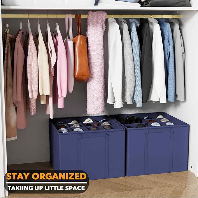 SpaceAid Shoe Organizer for Closet, 2 Pack Foldable Shoe Storage Containers - Image 6