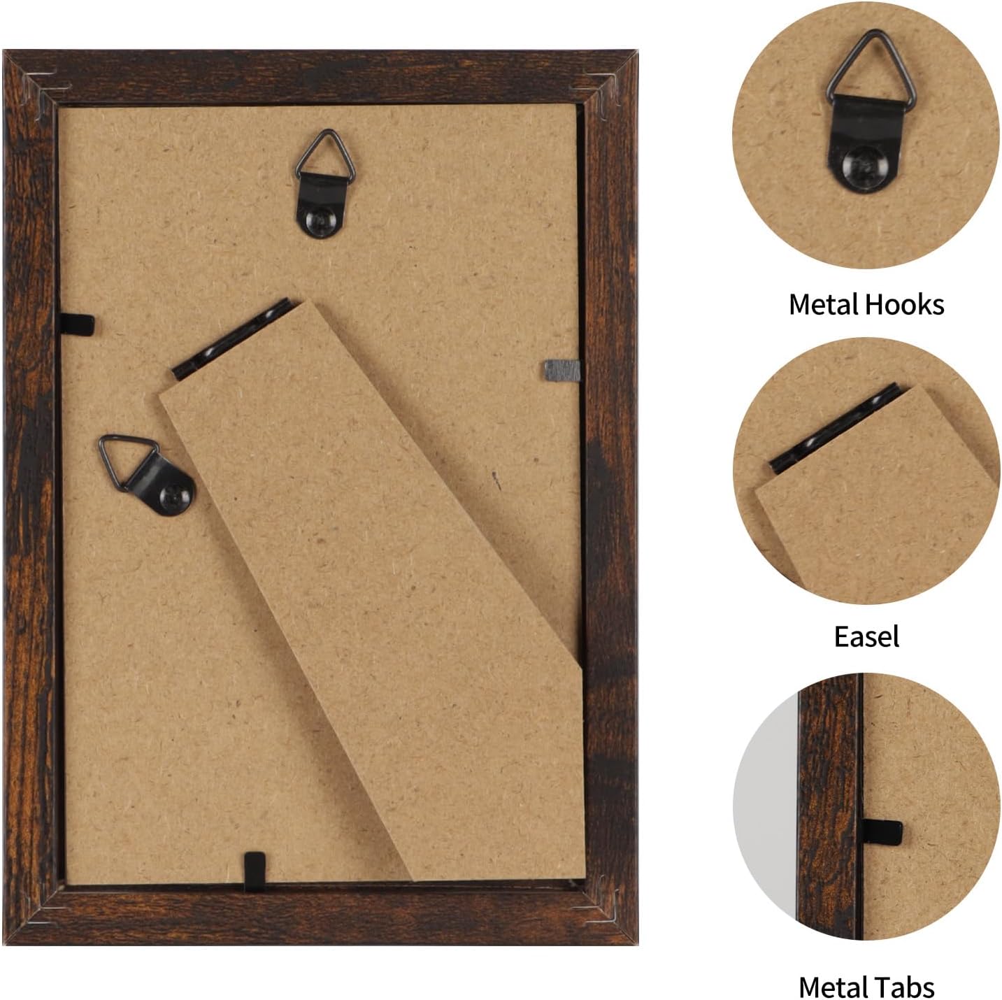 PETAFLOP Wooden Picture Frame 4x6 Bulk Set of 18, Brown Photo Frames Fits 4 by 6 for Wall or Tabletop Display