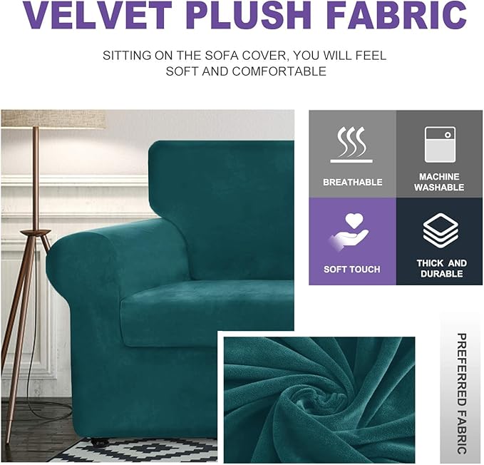 ZNSAYOTX Oversized Velvet 3 Piece Couch Cover - Image 3