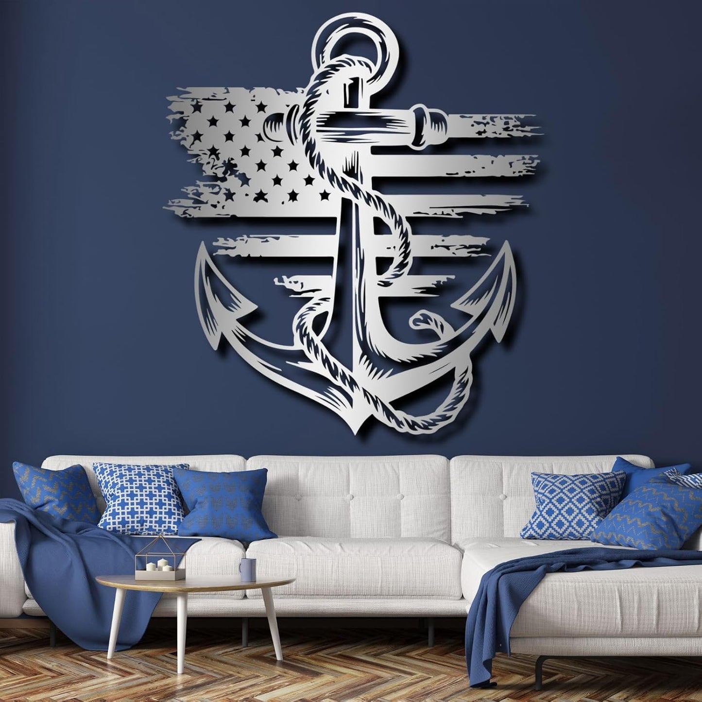 lunwall Metal Anchor Wall Decor, Anchor Metal Sign, Metal Anchor Decor, Anchor Metal Wall Art, Metal Nautical Wall Decor, Metal Wall Decor Coastal, Anchor Wall Decor (black, 19L x 17" W / 47 x 43 cm)