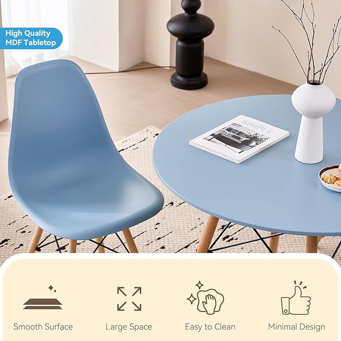 5-Piece Round Dining Table Set, Small 31.5" Kitchen Table Chairs Set of 4 Space - Image 3