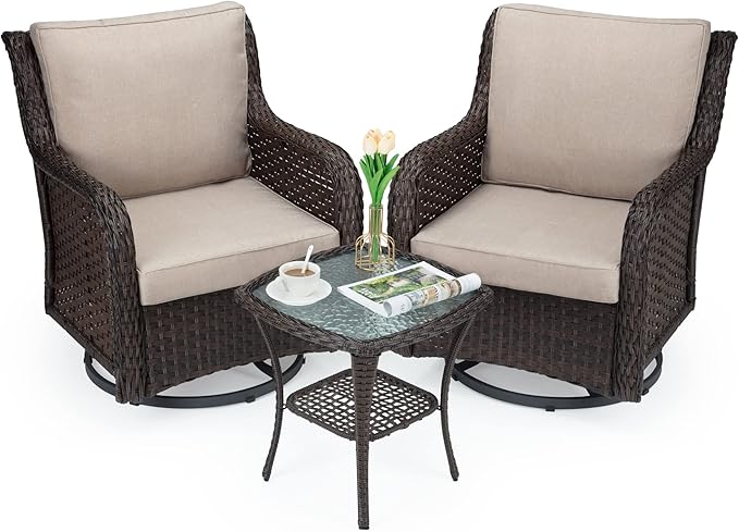 Towallmark Outdoor Swivel Wicker Glider Patio Chairs - Image 9