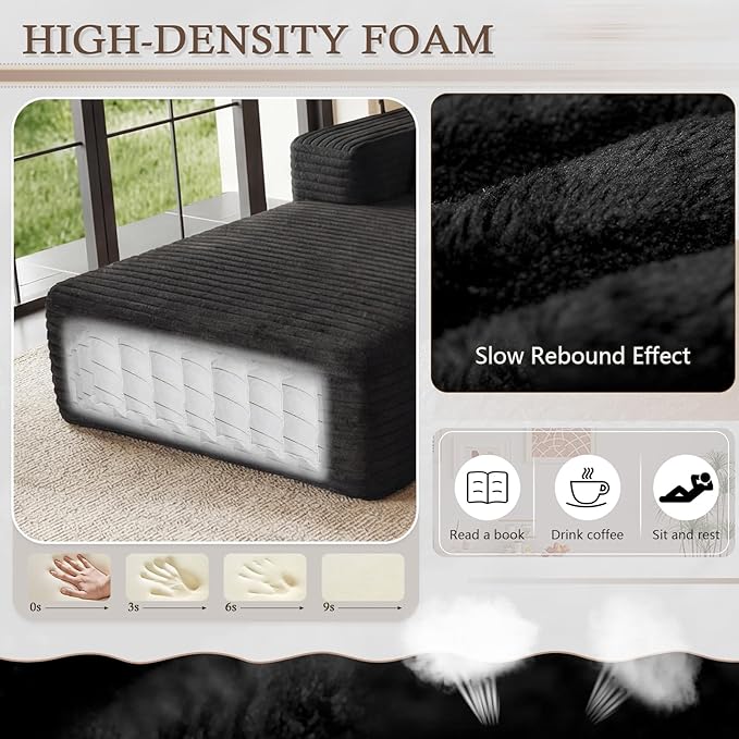 95" Cloud Sectional Couch U-Shaped Chaise - Image 4